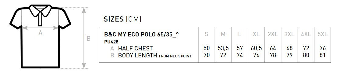 Mens Nacra 15 Polo shirt size guide